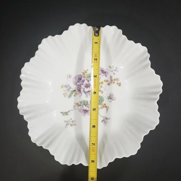 LIMOGES France White Plate Purple Flowers Edge 8"  Serving Decorative Plate Bowl - Picture 5 of 7